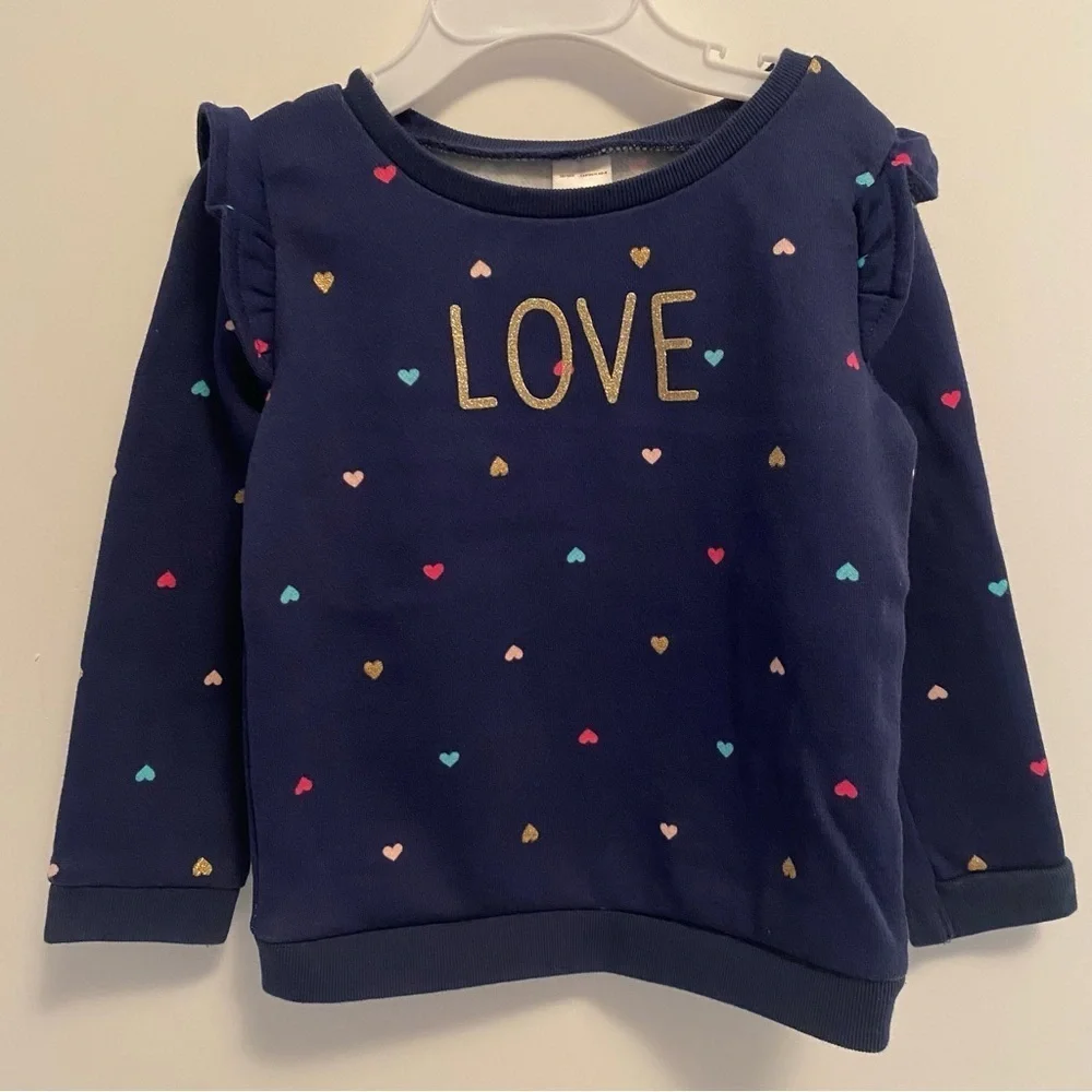 Carter's Baby Girls Love & Hearts Long Sleeve Sweatshirt Navy Blue 24 Months